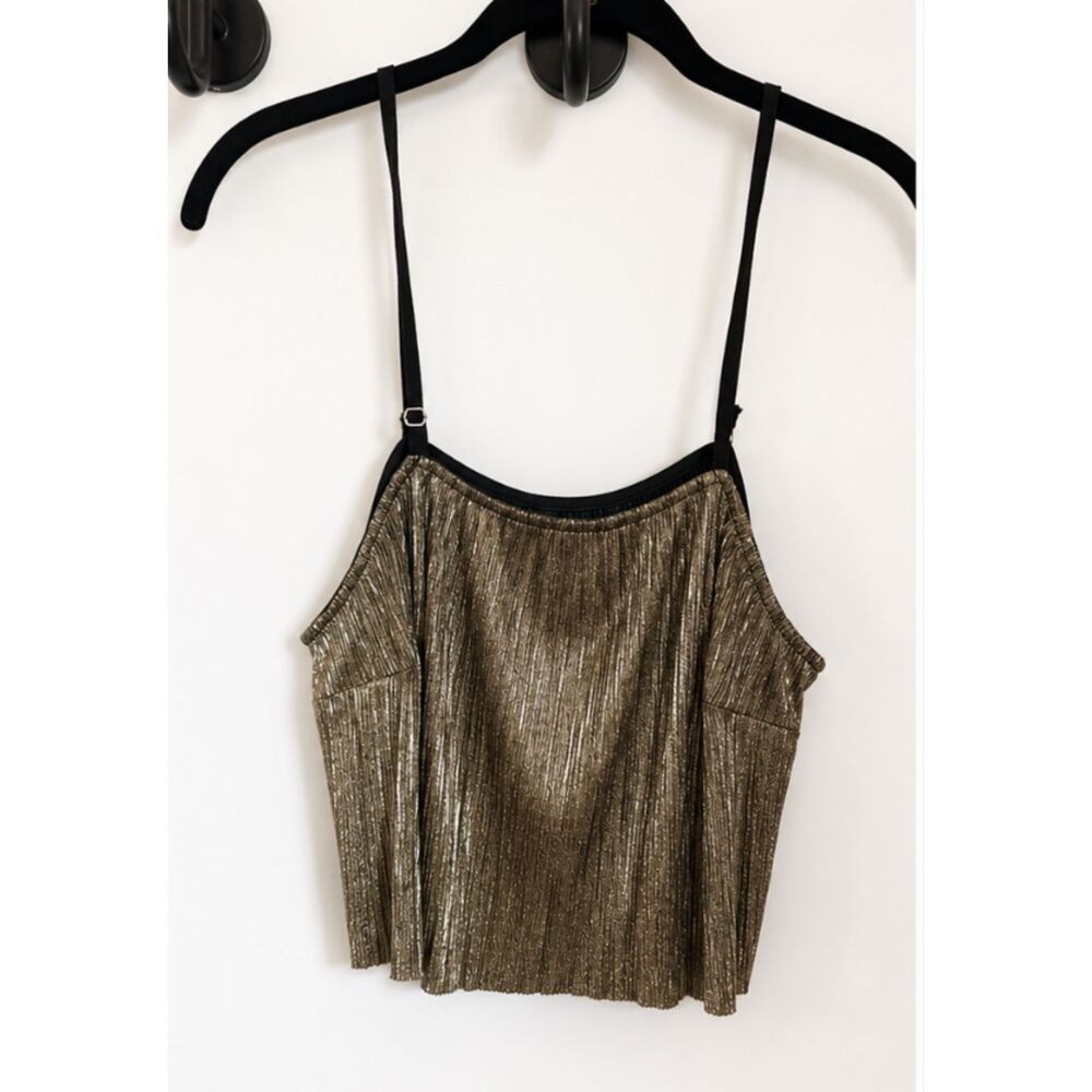 Show Me Your Mumu Metallic Pleated Crop Top Size Small